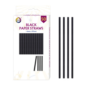 50pc Black Paper Straws