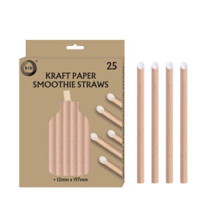25pc Kraft Paper Smoothie Straws 