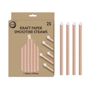 25pc Kraft Paper Smoothie Straws 