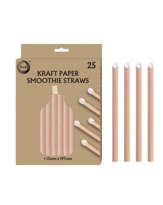 25pc Kraft Paper Smoothie Straws 