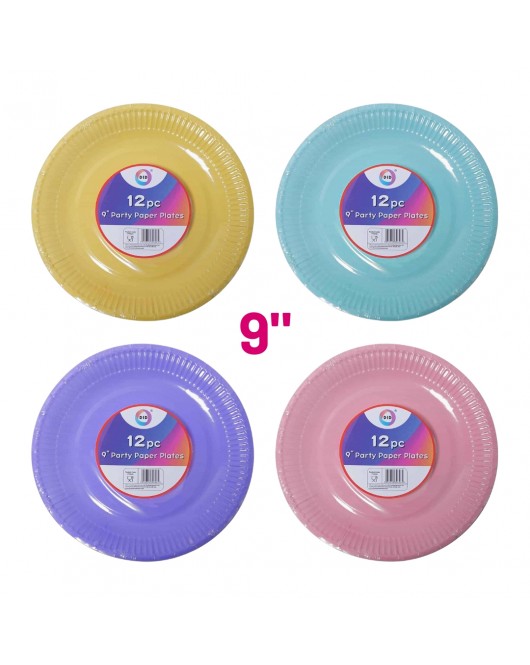 12pc 9" Party Paper Plates