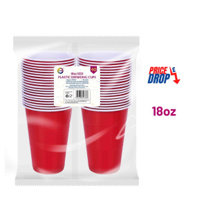 40Pk 18oz Red Plastic Drinking Cups