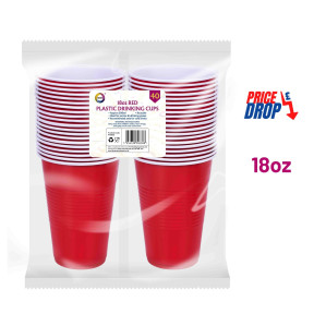 40Pk 18oz Red Plastic Drinking Cups