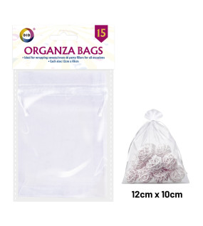 15Pk 12cm x 10cm Organza Bags