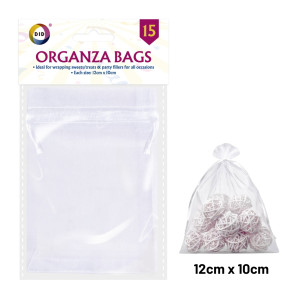 15Pk 12cm x 10cm Organza Bags