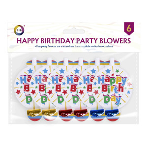 6Pk Happy Birthday Party Blowers
