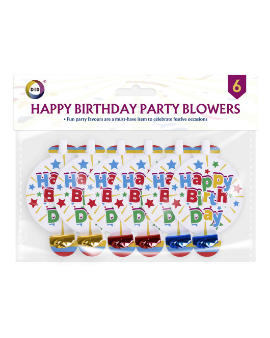 6Pk Happy Birthday Party Blowers