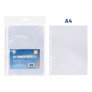 50Pk A4 Punch Pockets