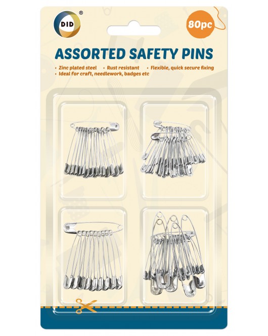 80pc Assorted Safety Pins