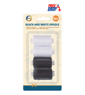 4pc Black and White Spools