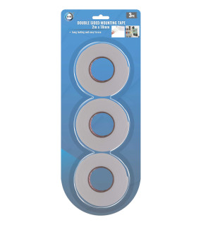 3 x 2m x 18mm Double Sided Mounting Tape