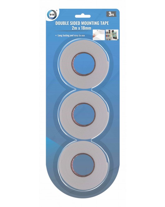 3 x 2m x 18mm Double Sided Mounting Tape