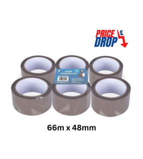 6pc 66m x 48mm Brown Packaging Tape