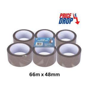 6pc 66m x 48mm Brown Packaging Tape