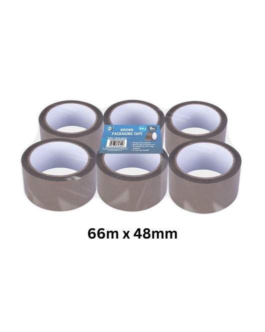 6pc 66m x 48mm Brown Packaging Tape