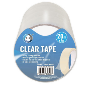 4pc 20m x 24mm Clear Tape