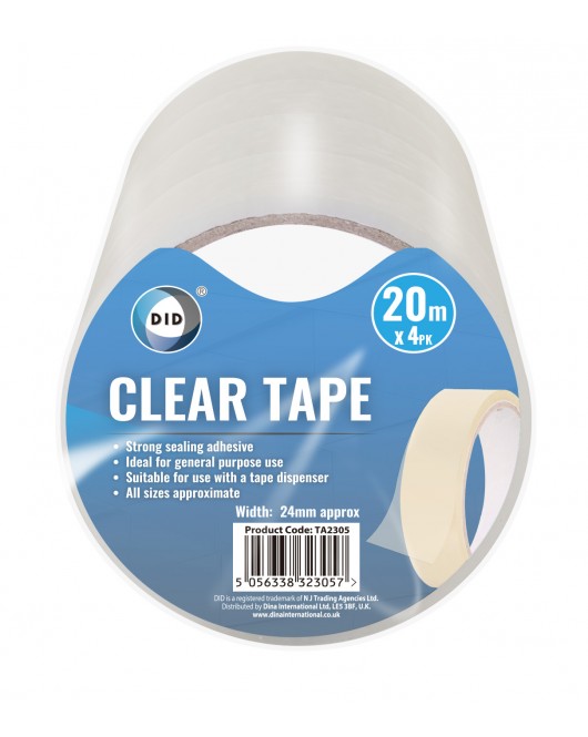 4pc 20m x 24mm Clear Tape
