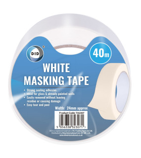 40m x 24mm White Masking Tape