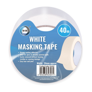 40m x 24mm White Masking Tape