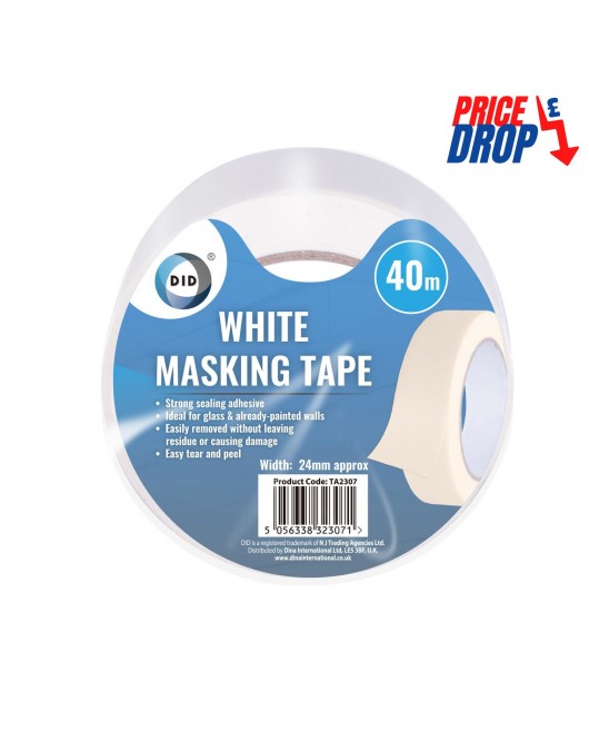 40m x 24mm White Masking Tape