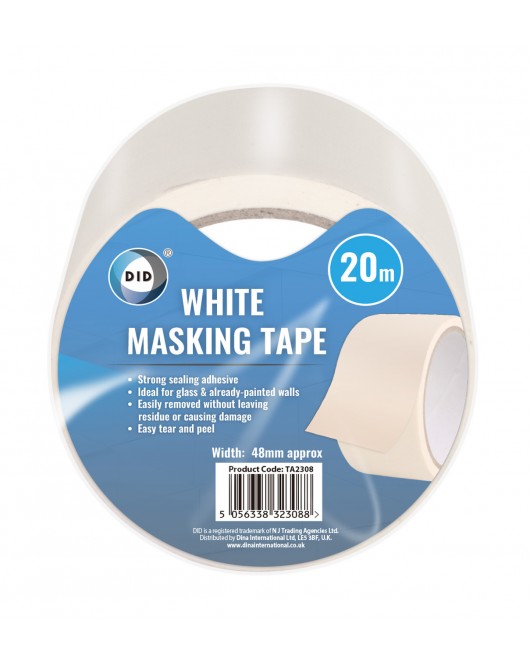 20m x 48mm White Masking Tape