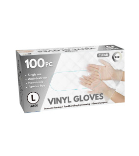 100pc Large Powder Free Clear Vinyl Gloves