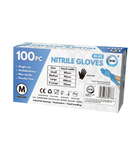 100pc Medium Powder Free Blue Nitrile Gloves