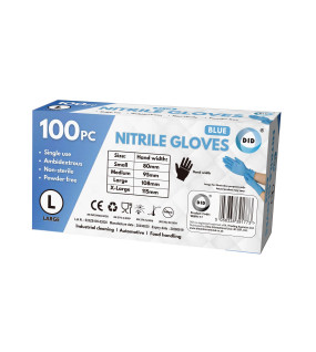 100pc Large Powder Free Blue Nitrile Gloves