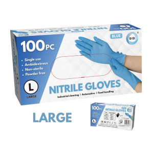 100pc Large Powder Free Blue Nitrile Gloves