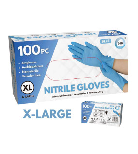 100pc x-Large Powder Free Blue Nitrile Gloves