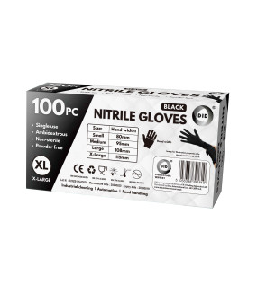 100pc x-Large Powder Free Black Nitrile Gloves