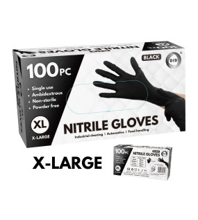100pc x-Large Powder Free Black Nitrile Gloves