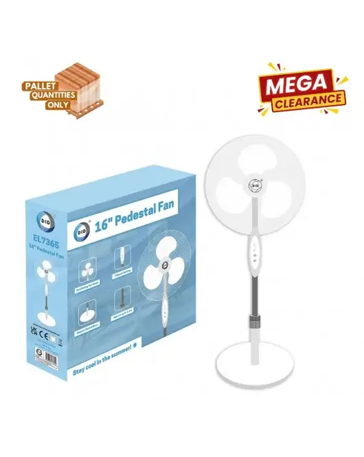 Oscillating 16Inch Pedestal Fan - Round Base (White)