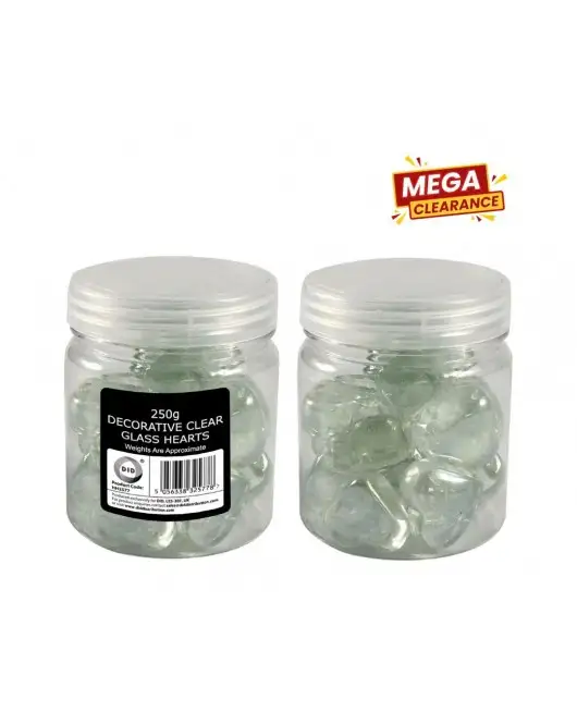 250g Decorative Clear Glass Hearts