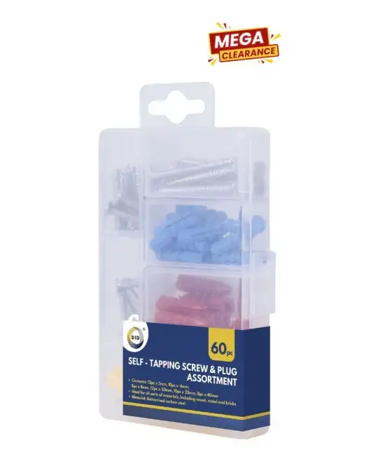 60pc Self-Tapping Screw & Plug Assortment